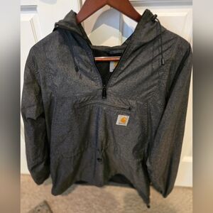 Carhartt Anorak Slicker Half Zip size Med Gray Hooded Mesh Lined